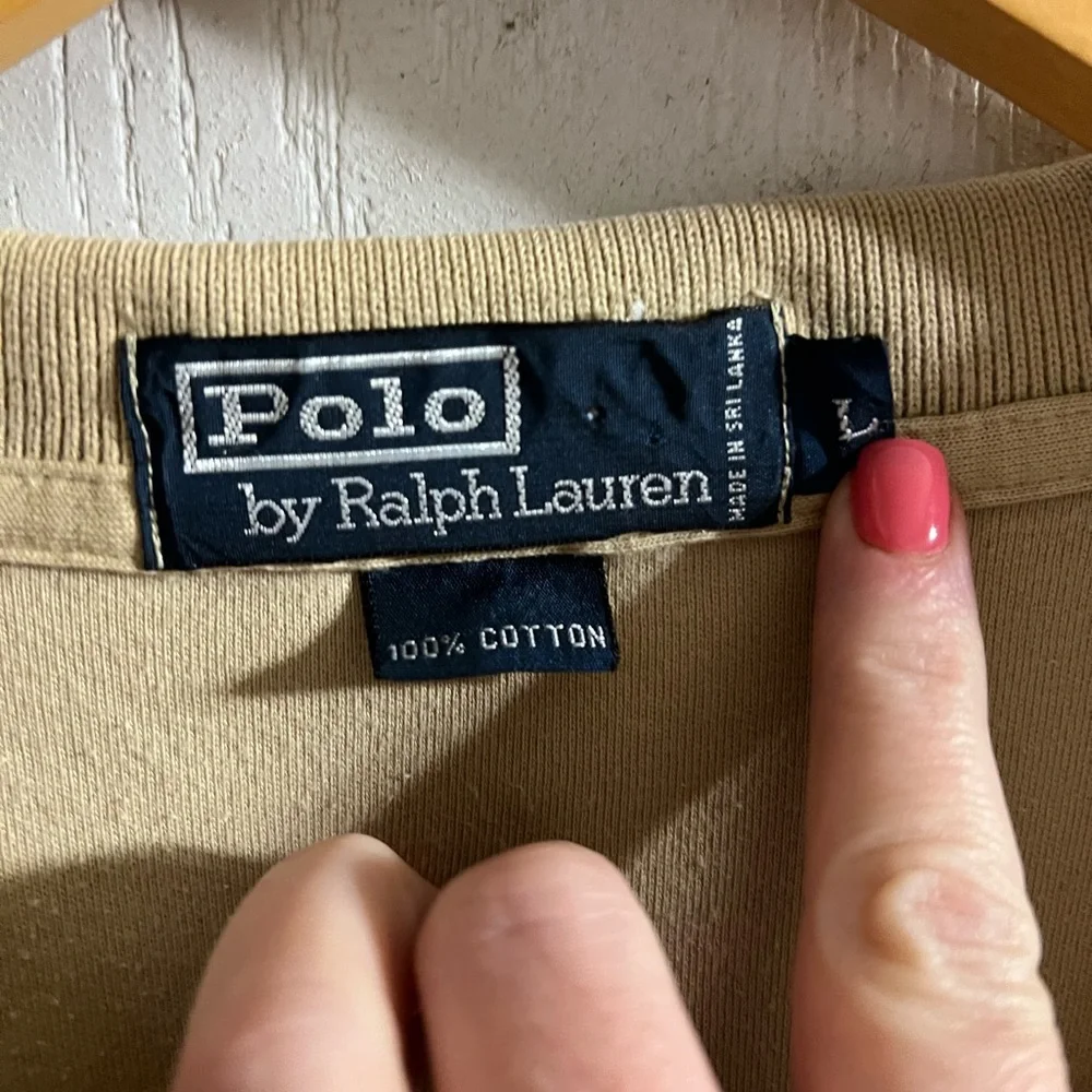 Polo Ralph Lauren Polo khaki shirt Golf Crest Knit Preppy Classic men Sz L